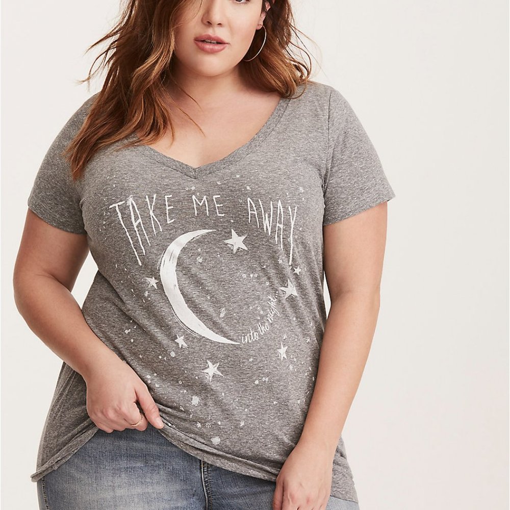 NWT Torrid Grey V-neck, Armpit 2 armpit 27", Length 33" - Picture 5 of 9